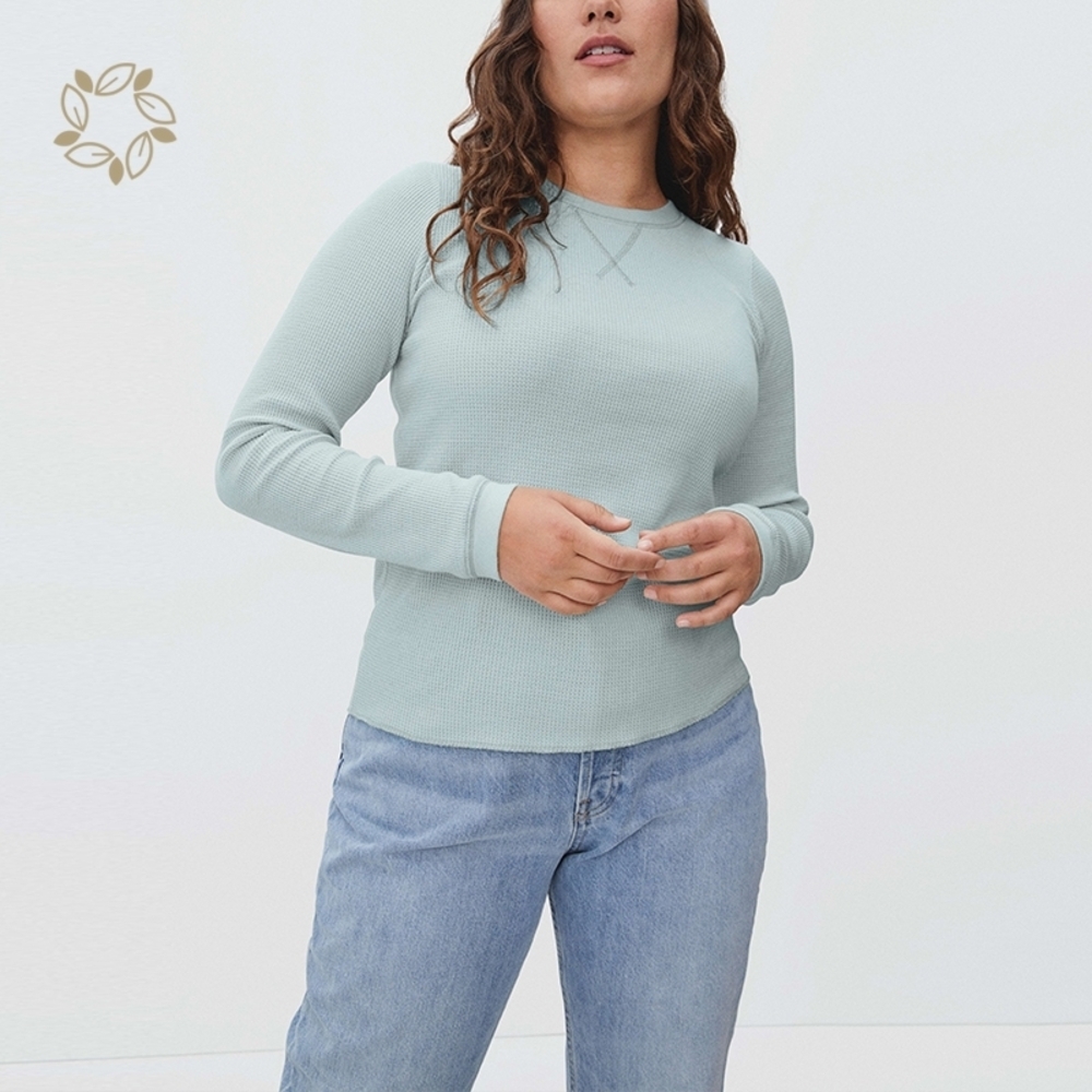 Everlane Nwot Organic Cotton Waffle Long Sleeve Tee Ice Blue Sz M